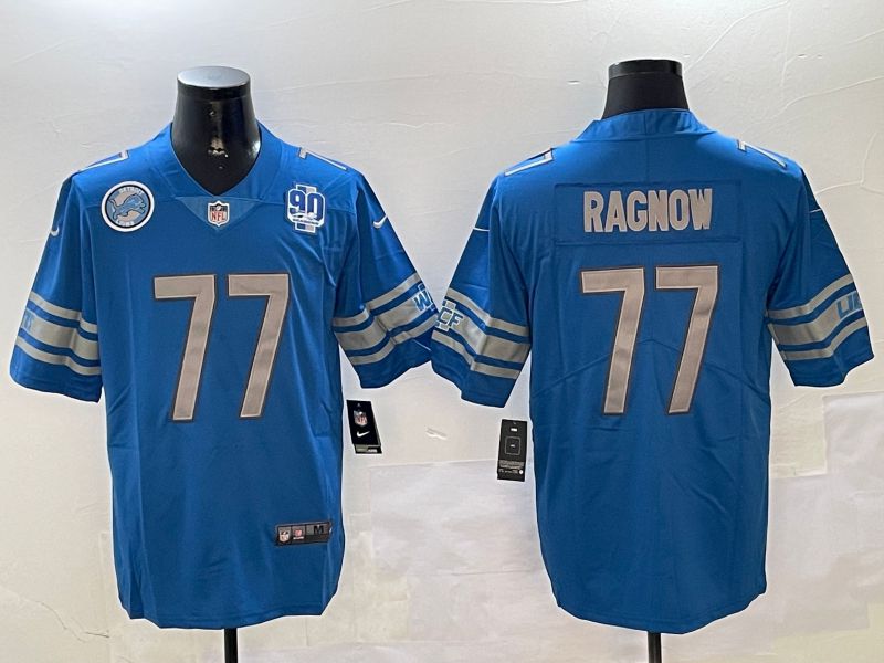 Men Detroit Lions 77 Ragnow Blue Second generation 2024 Nike Limited NFL Jersey style 4